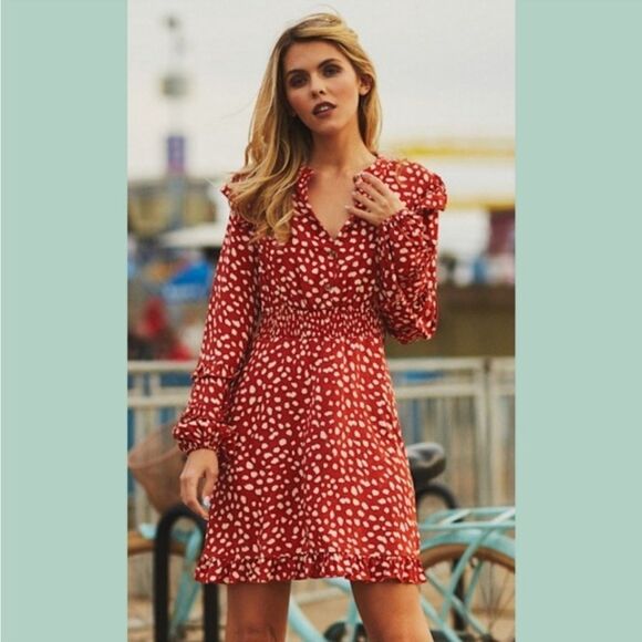 Women’s Red Polkadot Mini Dress - Picture 2 of 4